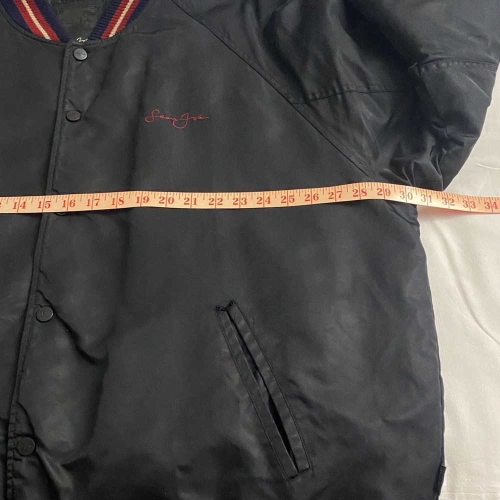 Vintage Sean John Men’s Spell Out Logo Bomber Jacket In Black Size XL. - Picture 5 of 6
